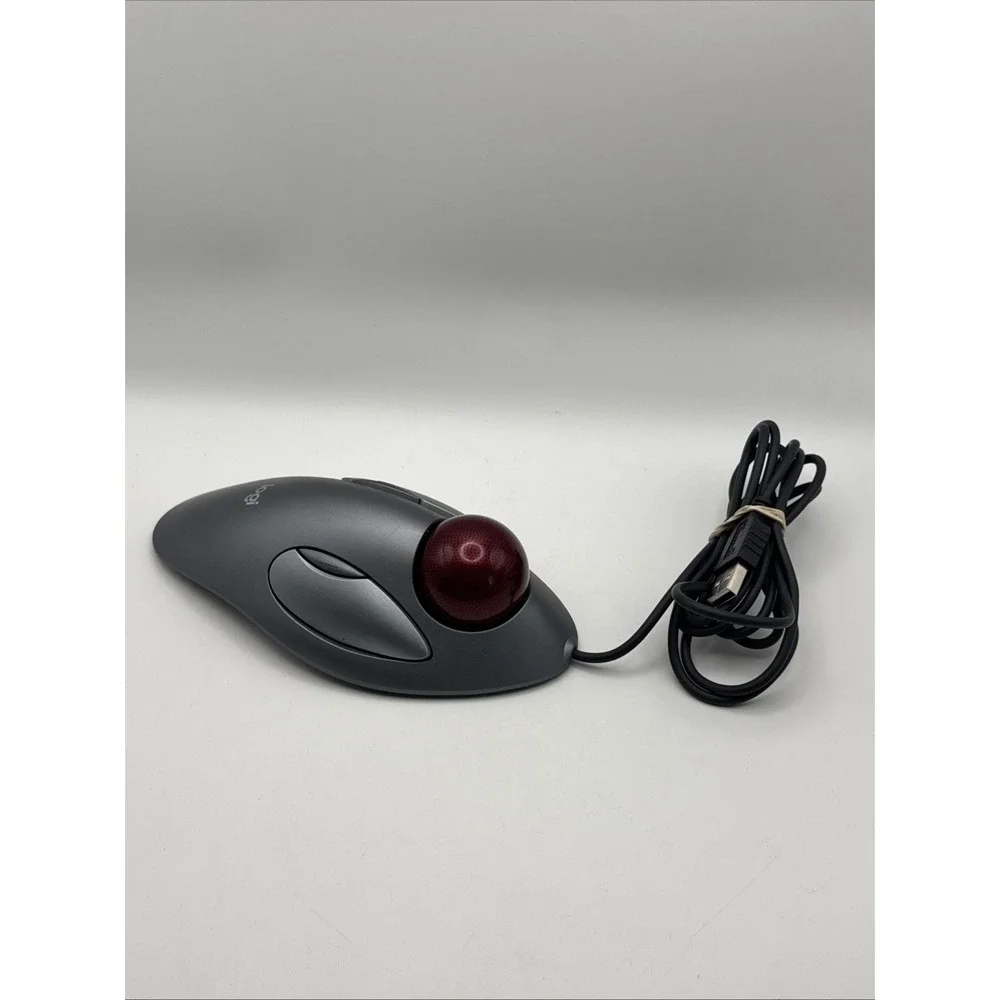 Logitech T-BC21 Trackman Marble Wired USB Optical Trackball 400 DPI Gray/Red